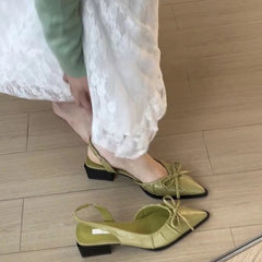 LBSFY  -Summer Fashion Butterfly-knot Pointed Toe Women Sandals Casaul Low Heel Slingbacks Ladies Casual Dress Street Style Shoes
