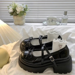 LBSFY -Chunky Platform High Heels Pumps Women Bowknot Shoes 2025 Autumn Leather Buckle Mary Jane Shoes Woman Thick Heeled Lolita Shoes