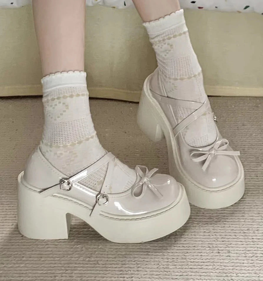 LBSFY -Lolita Shoes Women Japanese Style Mary Jane Shoes Women Vintage Shallow High Heels Chunky Platform Shoes Cosplay Female Sandals