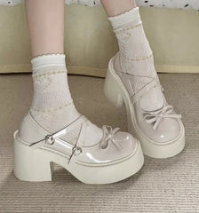 LBSFY -Lolita Shoes Women Japanese Style Mary Jane Shoes Women Vintage Shallow High Heels Chunky Platform Shoes Cosplay Female Sandals