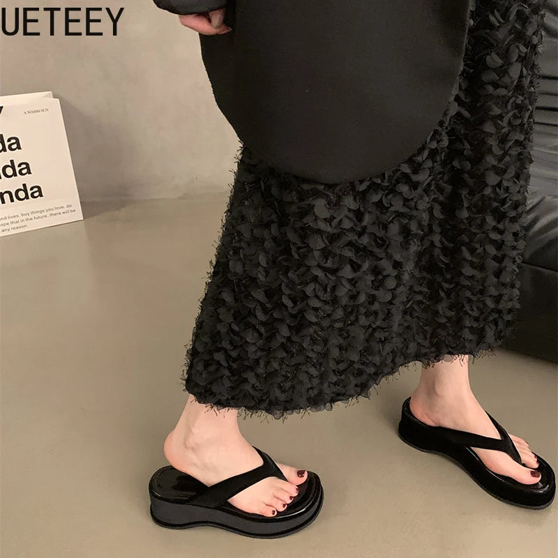 LBSFY  Summer Wedges Heel Women Flip Flop Fashion Clip Toe Slippers Shoes Beach Vacation Female Slides