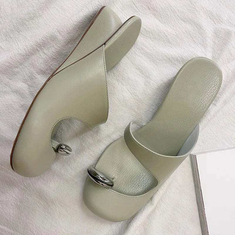 LBSFY  -  Metal Set Toe Wedge Slippers for Girls Baotou Slippers Women's New Casual Slippers Sandalias De Mujer Verano 2024 Zapatos