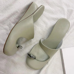 LBSFY  -  Metal Set Toe Wedge Slippers for Girls Baotou Slippers Women's New Casual Slippers Sandalias De Mujer Verano 2024 Zapatos