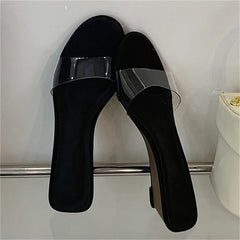 LBSFY -2025 New Summer PVC Transparent Wedges Open Toe Women Slippers Low Heels Banquet Dress Beach Female Shoes