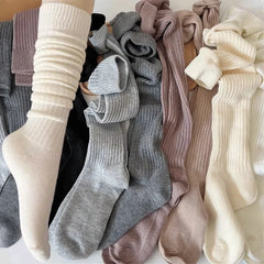 Lbsfy Soft Wool Long Socks Women Autumn Winter Cashmere Solid Knitted Stocking Skinny Casual Knee High Fluffy Warm Thicken Girls Socks