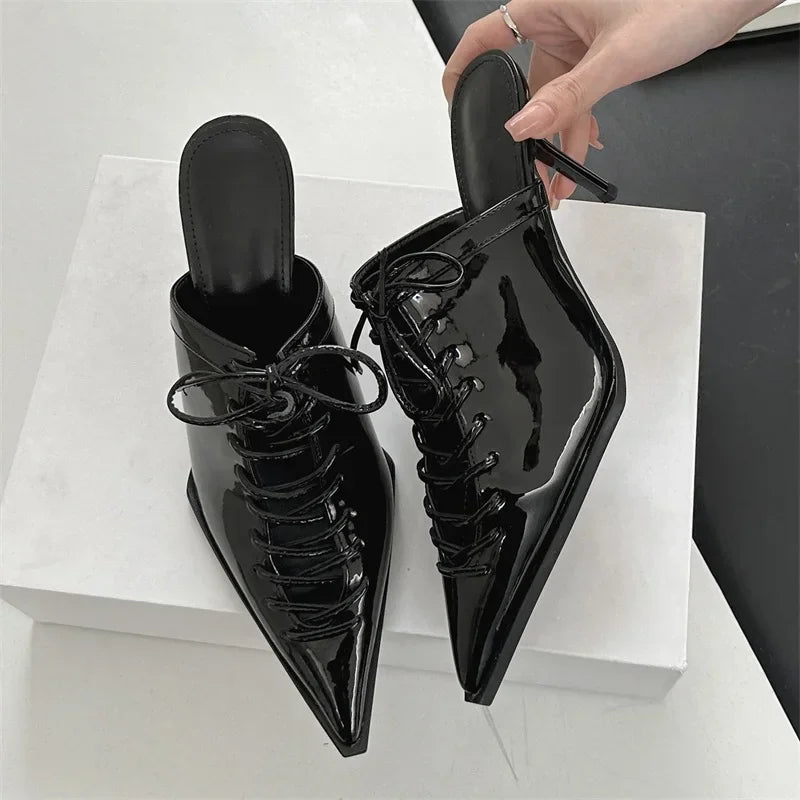 LBSFY -Fashion Pointed Toe Woman Slippers Pumps Design Leopard Print Thin Low Heels Ladies Mules Slides Shoes Zapatos De Mujer