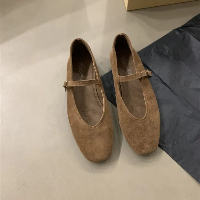 LBSFY -Brand New Women Flats Round Toe Shallow Slip On Ladies Casual Ballet Shoes Soft Leather Eelgant Dress Shoes Mujer Size