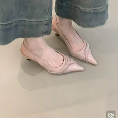 LBSFY -New Style Fashion Women's Summer Heeled Sandals Pointed Toe Elegant Shoes Woman Trend Slippers Fashion Heels Women Zapatos Mujer