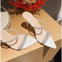 LBSFY -Shoes Woman 2025 Summer New Black Diamond Decorative Women's Sandals Outerwear Fashion Open Toe Thin Heels Slippers
