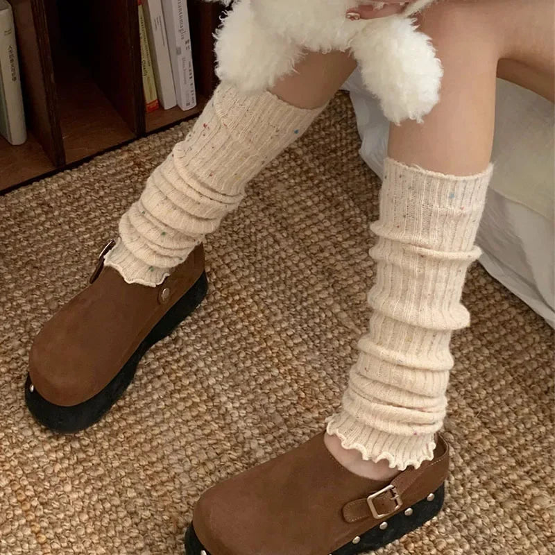 Lbsfy Cute Colorful Point Leg Warmers Y2k Women  Ankle Covers Warm Thickened Cashmere Knitted  Leggings Socks Calf Socks Leg Covers