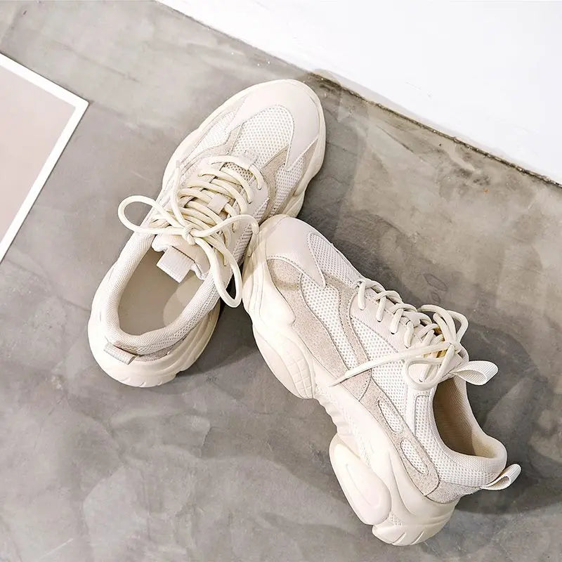 LBSFY  -  2024 New Arrival Women Sneakers Ladies Casual Shoes Lace Up Platform Flats Spring Summer Mesh Breathable Lady Footwear