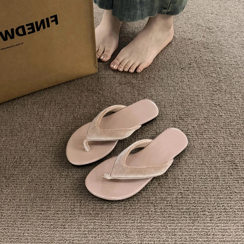 LBSFY  -  2024 Summer Women Slipper Fashion Comfort Clip Toe Flats Slides Ladies Elegant Narrow Band Sandal Shoes Flip Flop