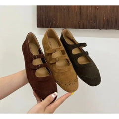LBSFY -New Mary Janes Flats Shoes Ballet Casual Sneakers Women Sandals Loafers Trend Shallow Dress Suede Comfort Zapatos Mujer