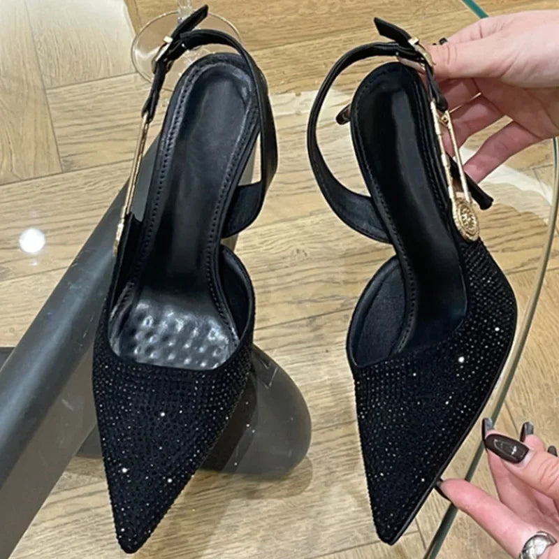 LBSFY -Street Style Thin High Heels Women Pumps Sexy Buckle Strap Pointed Toe Stripper Party Female Shoes