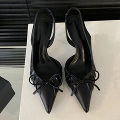 LBSFY  -  Sexy Butterfly Knot Pointed Toe Slingback Shoe Women Pumps Elegant Low Thin Heels Wedding Party Mules Sandal Zapatos mujer