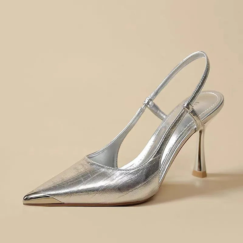 LBSFY -New Fashion Women's High Heels Sandals Pointed Toe Shoes Sexy Slingback Woman Slippers Summer Trend Designer Dress Pumps Sandals