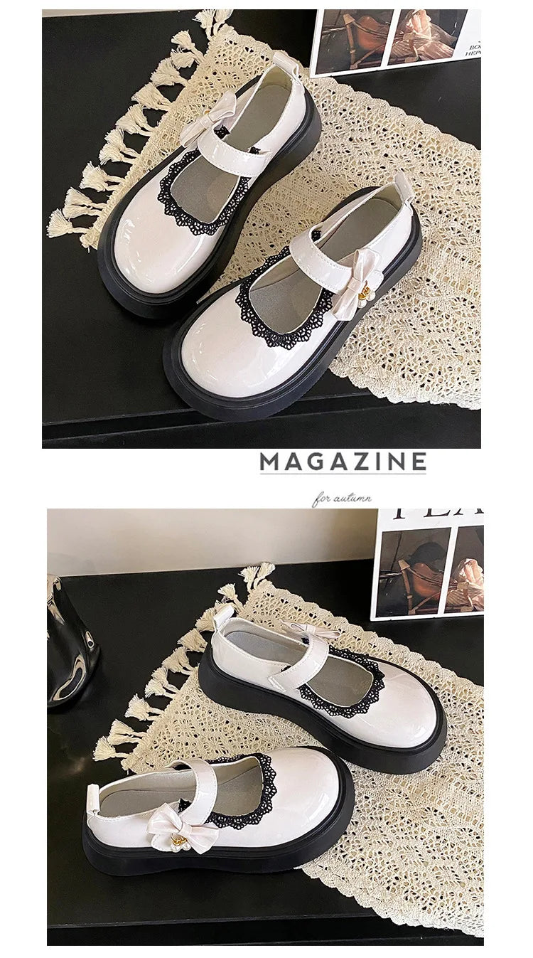 LBSFY -2025 New Fashion Lace Women's Pumps Spring Autumn Mary Jane SHOES Sweet Butterfly Knot Platform Casual Lolita Ladies Shoes