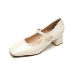 LBSFY  -  Size 34-42 Square-headed High-heeled Shoes For Women 5cm Block Heeled Shoes Mary Jane Shoes