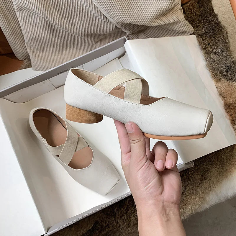 LBSFY  -  Mary Jane Shoes Ballet Heeled Sandals PU Leather Pumps 5CM Ballerinas Zapatos Mujer