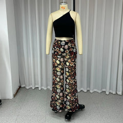 LBSFY  -  Two Piece Suit 2024 Summer Women Casual Sleeveless Solid Solid Skew Collar Top Printed Wide Leg Pants Sets Streetwear