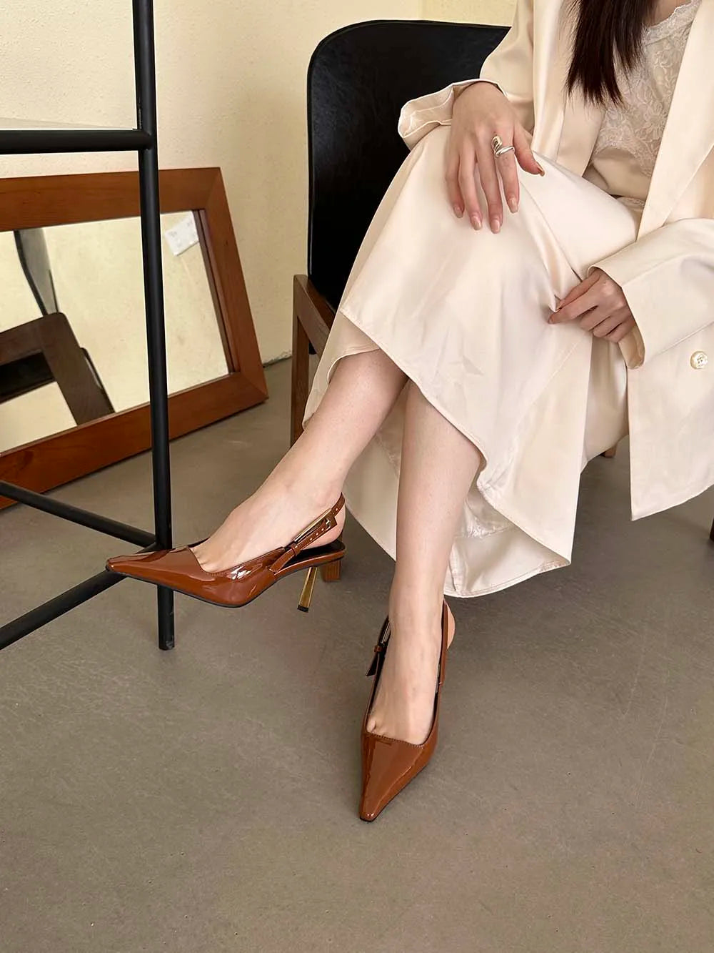 LBSFY  -  Pointed Toe Women Sandal 2024 New Arrivals Fashion Dress Shoes Back Strap Thin High Heels Party Pumps Belt Buckle Wedding Pumps