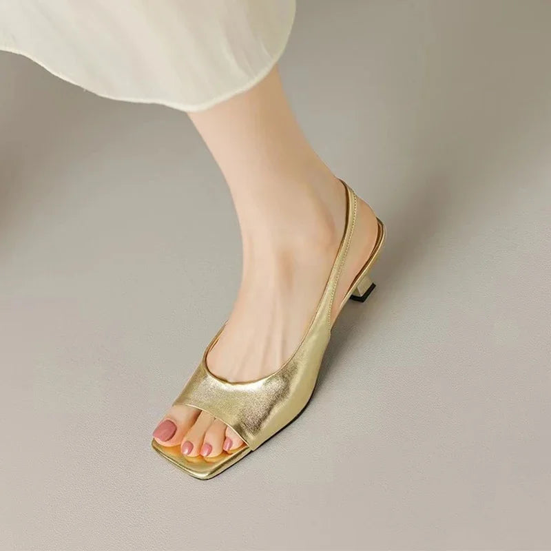 LBSFY  -  Open Toe Mid Heels Shoes Sandals Women Slides 2024 New Summer Brand Pumps Shoes Party Designer Dress Women Slippers Zapatillas
