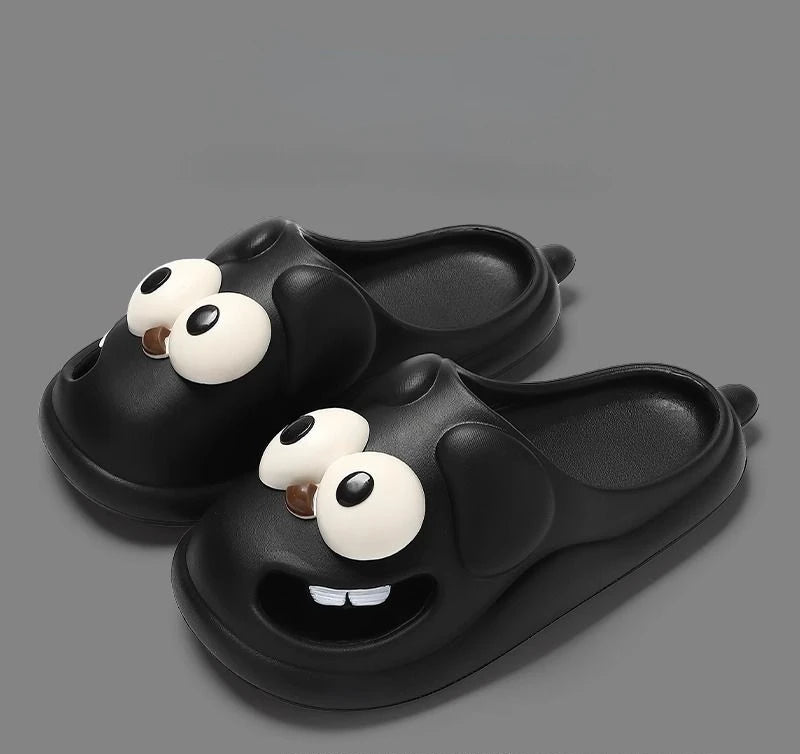 LBSFY - Kiss Slippers Big Eye Dog Slippers,Cute Funny Big Eye Dog Fun Cartoon Package Head Eva Slippers For Women