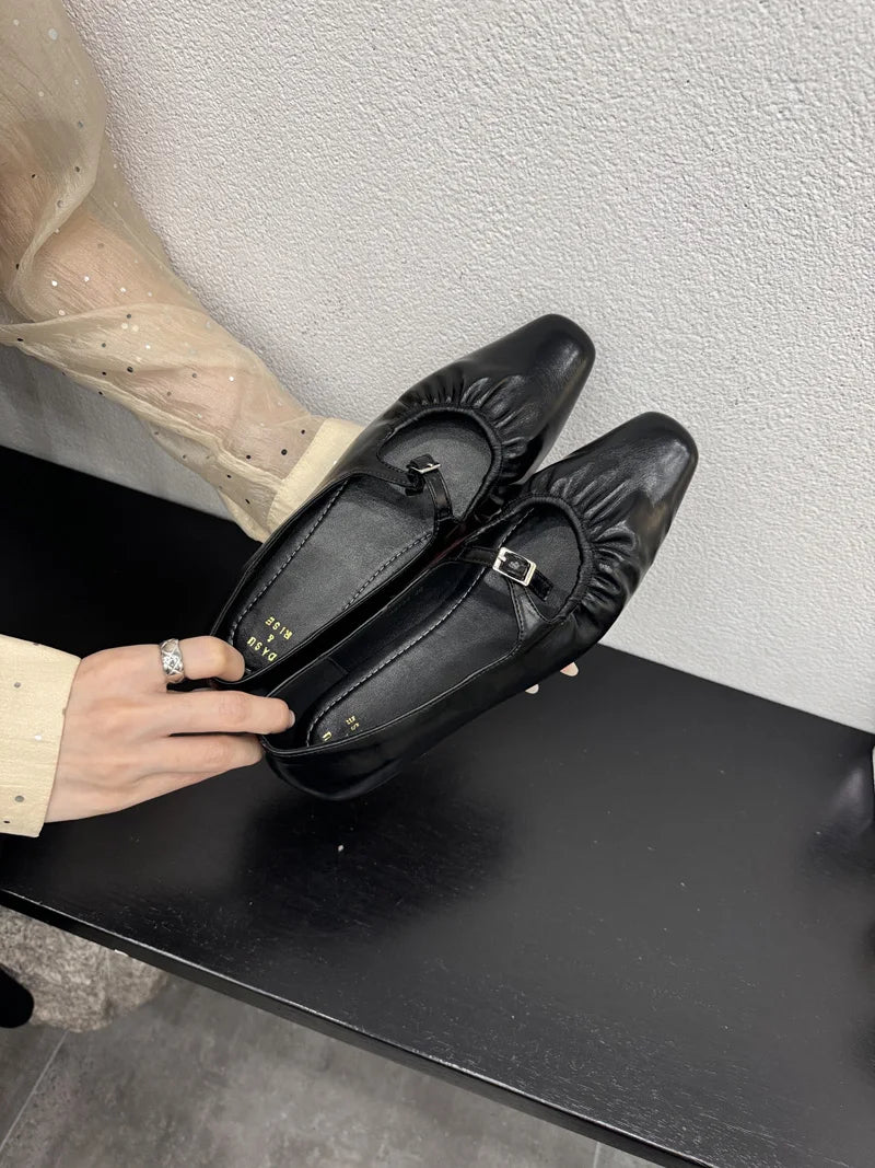 LBSFY -New Brand Women Flats Round Toe Shallow Slip On Ladies Casual Ballet Shoes Soft Leather Eelgant Dress Shoes