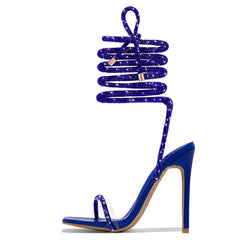 LBSFY  -Sexy Gold Crystal Ankle Cross Strap Sandals Women Summer Party Wedding Banquet Shoes Fashion Open Toe Club Stripper Heels