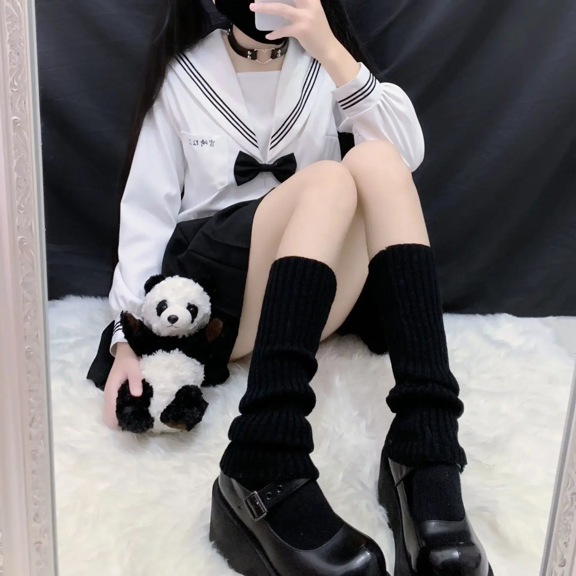 Lbsfy Women's Leg Warmer Lolita Long Socks Knitted Warm White Black Arm Warmer Ladies Autumn Winter Crochet Sock Foot Cover Boot Cuffs
