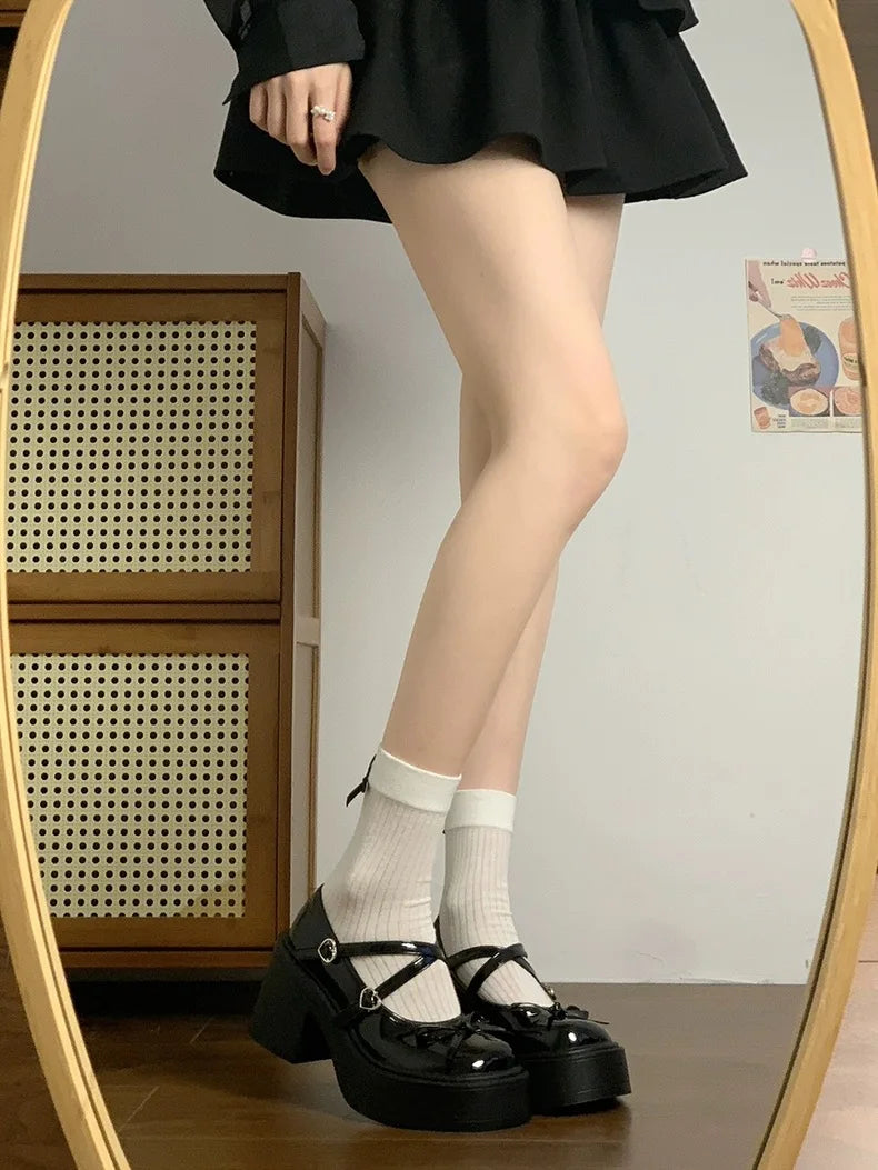 LBSFY -Lolita Shoes Women Japanese Style Mary Jane Shoes Women Vintage Shallow High Heels Chunky Platform Shoes Cosplay Female Sandals