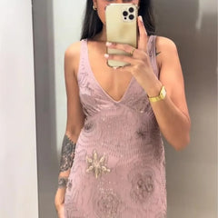LBSFY -Sexy Backless V-neck Sleeveless Sequins Beading Long Dress Deep V-neck Holiday Women Dress  New Slim Fashion Party Vestidos