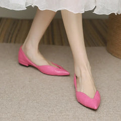 LBSFY  -Women Shoe Brand Luxury Temperament Summer New French Pointed Leather Shoe Simple Comfort Single Shoe Sheepskin Elegant Low Heel