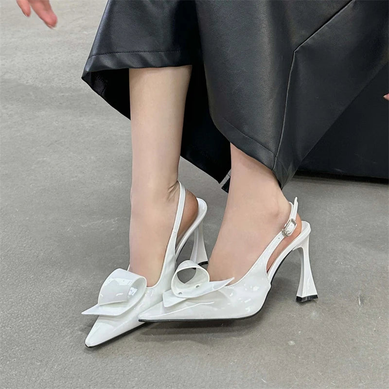 LBSFY -New Design Elegant Splicing Rivet Buckle Strap Women Pumps Thin High Heels Pointed Toe Stripper Party Shoes