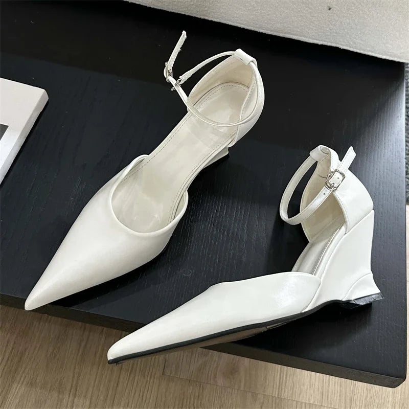 LBSFY -Spring Fashion Candy Pointed Toe Women Pumps Slingback Wedges High Heels Party Prom Mules Shoes Zapatos De Mujer
