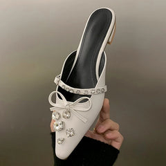 LBSFY  -  Summer Fashion Jewel Slipper Women Flats Pointed Toe Slides Female Slingback Shoe Dress Rhinestone Luxury Designer Sandals Women