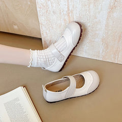 LBSFY -New Style Fashion Women's Flat Shoes Korean Style Mary Jane Ladies' Casual Leather Flat Boat Shoes Loafers Work and Party Wear