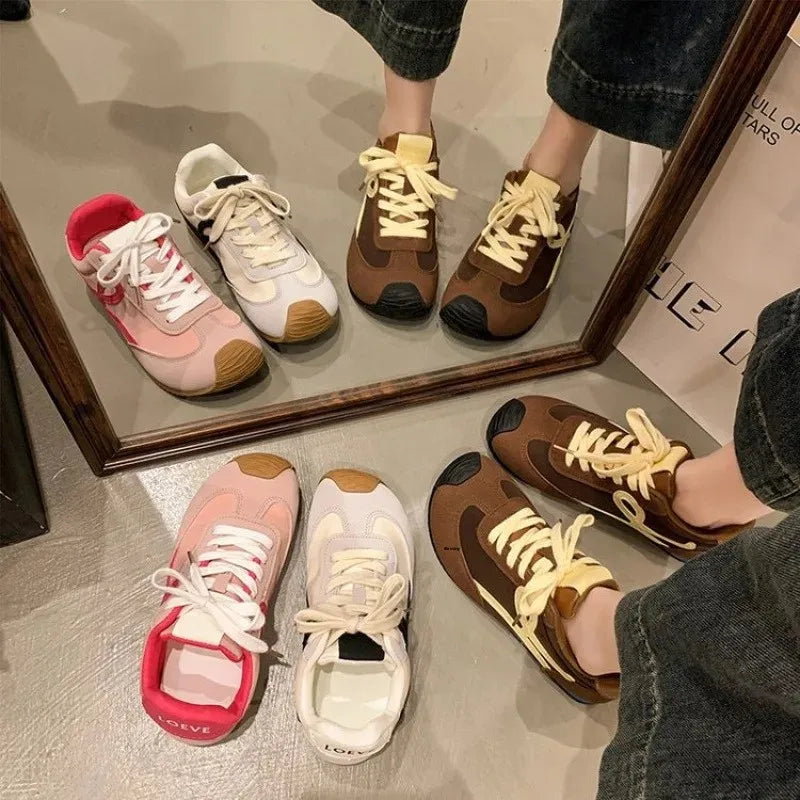 LBSFY -Retro Ugly Adorable Women's Dequn Shoes Spring Summer New Style Student Heightening Casual Board Shoes Color Block Sports Agan S