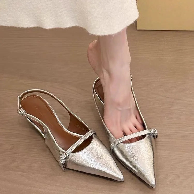 LBSFY -Black Bow Thin High Heel Women Sandals Elegant Back Empty Fashion Summer Single Shoes Solid Pointed Toe Mary Jane Sandales Femme