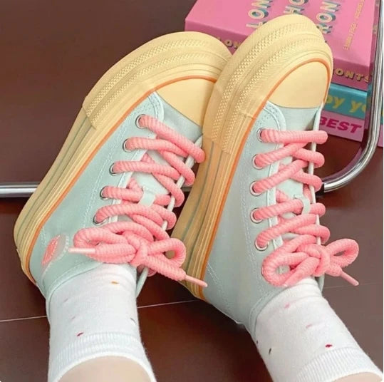 LBSFY  -  Platform Canvas Shoes for Women High-top Candy Color Korean Fashion Shoes Student Casual All-match Designer Footwear New