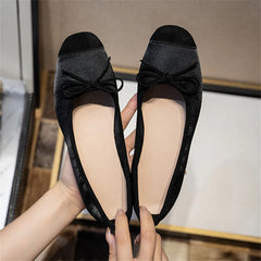 LBSFY -Breathable Silk Ballerinas Ballet Flats Women Summer Autumn Slip On Loafers Square Toe Bowknot Flat Casual Shoes
