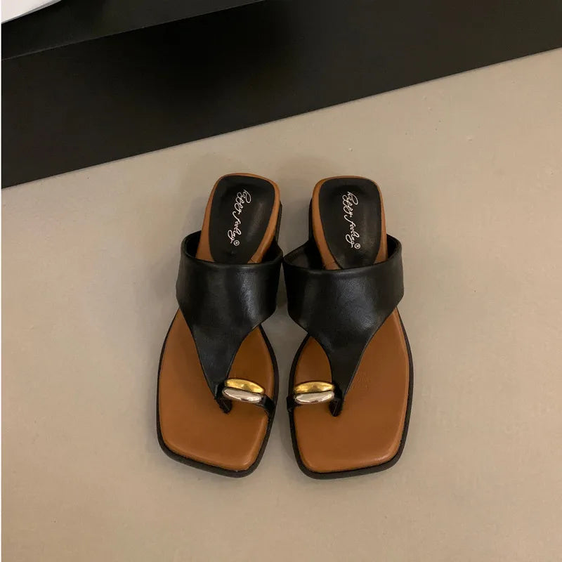 LBSFY -  Summer Women Slipper Ladies Slip On Flip Flop Low Wedge Heel Outdoor Dress Slides Beach Shoes Mujer