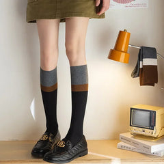Lbsfy Milk White Women Stockings Long Socks Stockings Winter Women Harajuku Vintage Cotton Knitting Knees Socks Soxs JK Japanese Girls