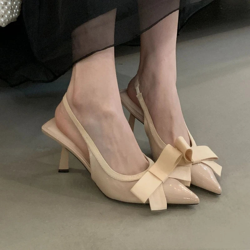 Lbsfy Butterfly-knot Sexy Pointed Toe High Heels Women Fashion Elegant Party Dress Shoes Brand Design Slingbacks Sandals Women Pumps