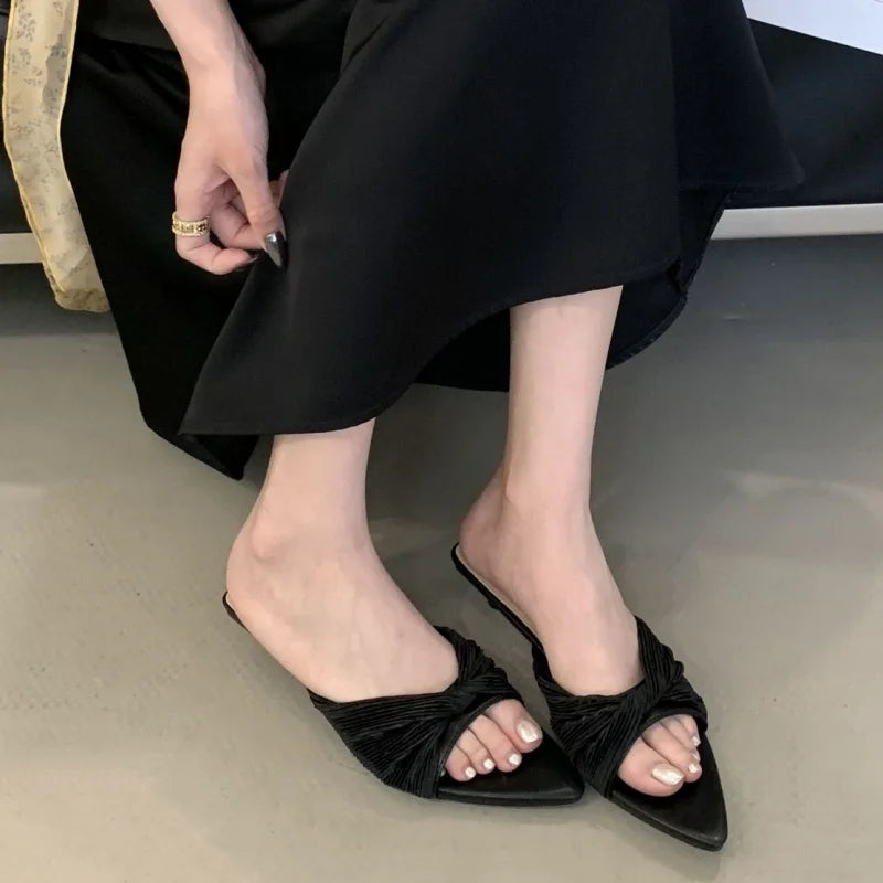 LBSFY -Women Outdoor Slippers High Heel Shoes Summer Footwear  Fashion Design Pointed Toe Ladies Slides Pumps Female Mule