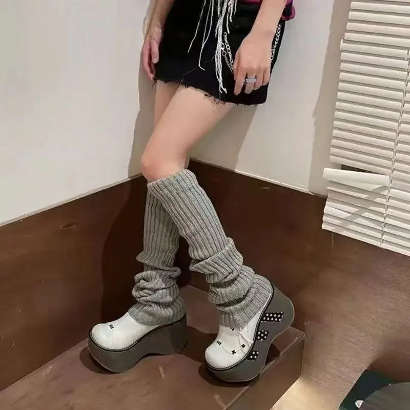 Lbsfy Socks Woman Autumn and Winter Leg Warmer Wide Legs Black White Lolita Socks for Women Stripe