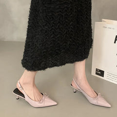 LBSFY  - Spring New Women Sandal Fashion Pointed Toe Shallow Slip On Dress Mules Shoes Thin Low Heel Slingback Sandals Muj