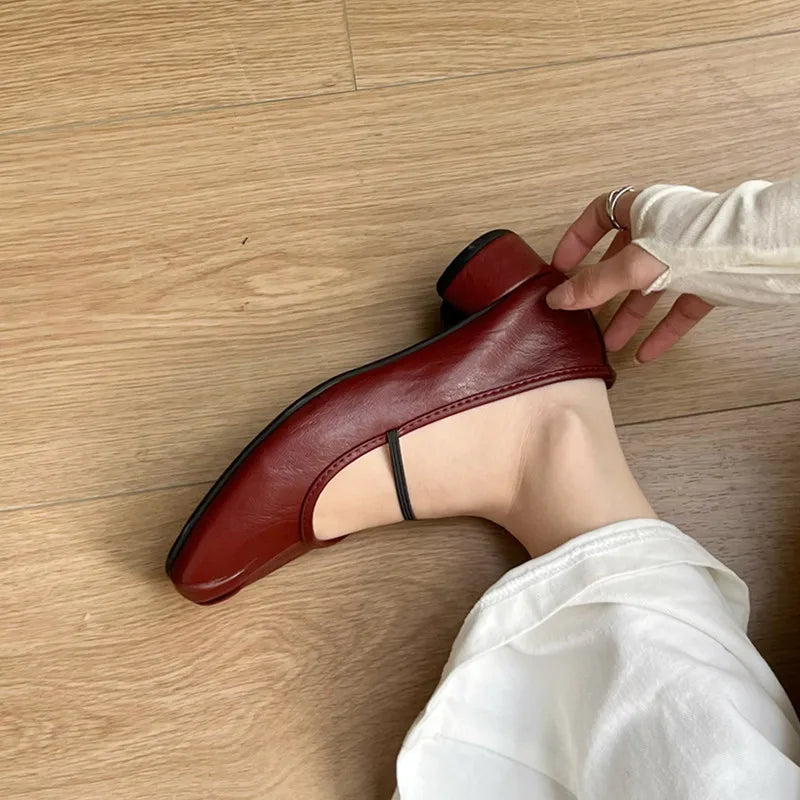 LBSFY  -Women Flat Shoes Fashion Low Heel Ladies Round Toe Mary Jane Shoes Soft Sole Shallow Slip On Ballerinas Shoe