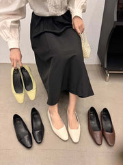 LBSFY  -  Fashion Women Loafers 2024 New Arrivals Solid Color Black Brown Green Beige Shallow Slip On Low Heeled Dress Shoes Woman 35-39