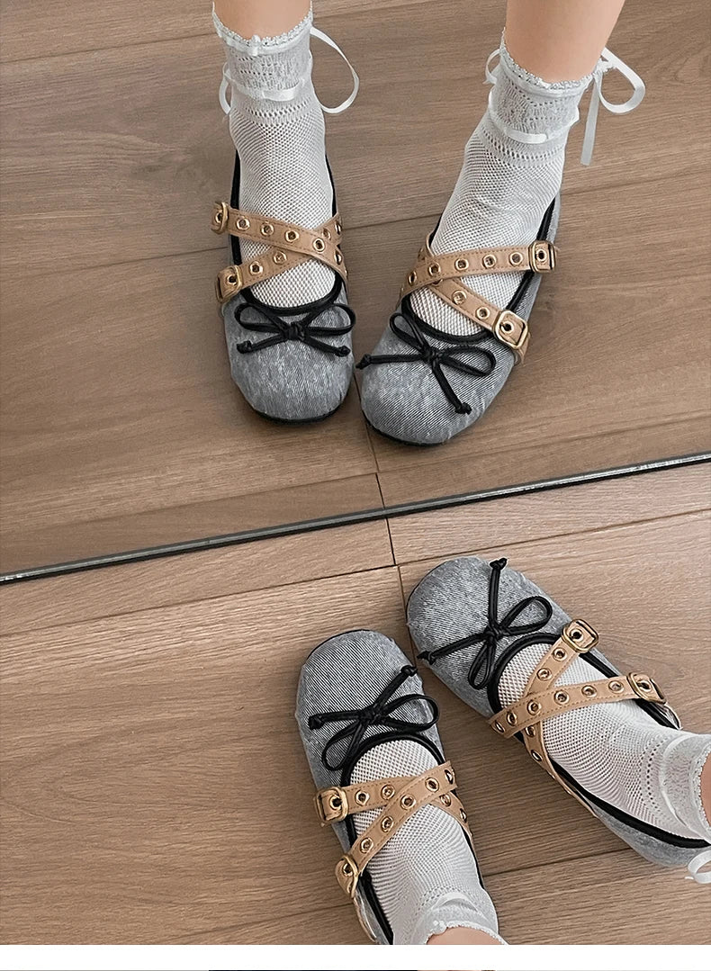 LBSFY -Autumn Design Butterfly-knot Women Ballet Style Flats Concise Shallow Shoes Ladies Outdoor Comfort Mary Jane Shoes